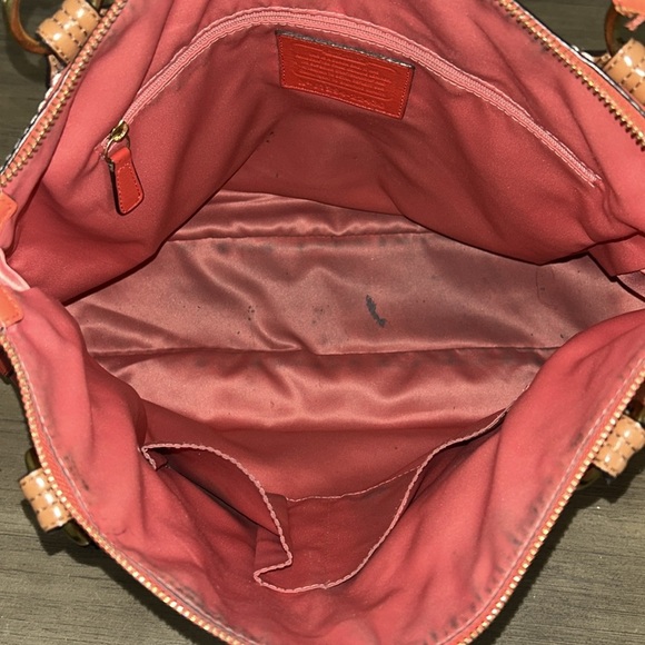 Coach 22430 Poppy Leather Vermillion Sun Orange Color Block Hallie Large Tote - Picture 10 of 11